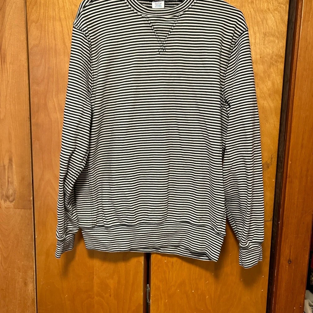 J. Crew Men's Black and White Striped Sweater
